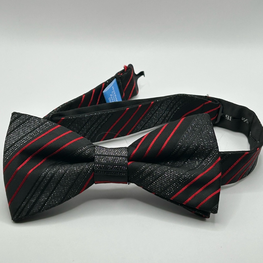 Black and Red Striped Bow Tie